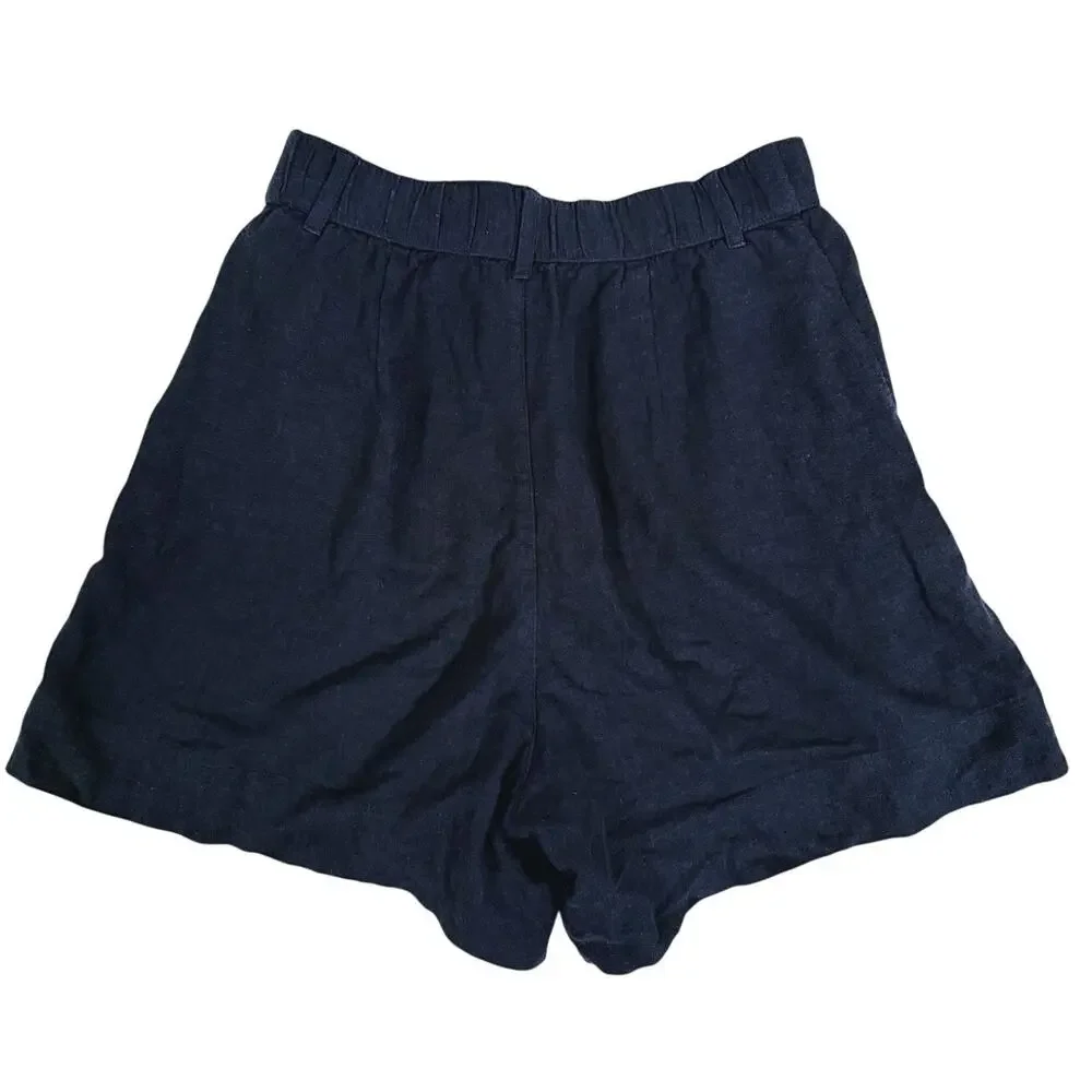Abercrombie & Fitch Black Linen Blend High-Waist Shorts